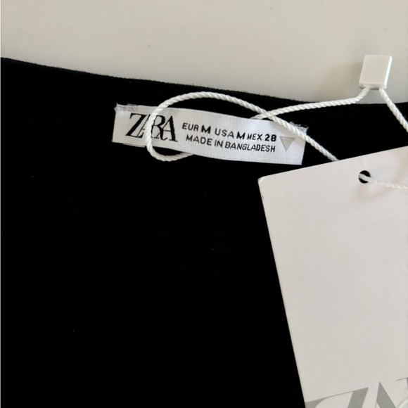 ZARA•black square neck short sleeve cropped top medium NWT - Picture 4 of 6